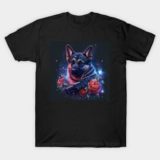 German Shepherd With A Gun T-Shirt